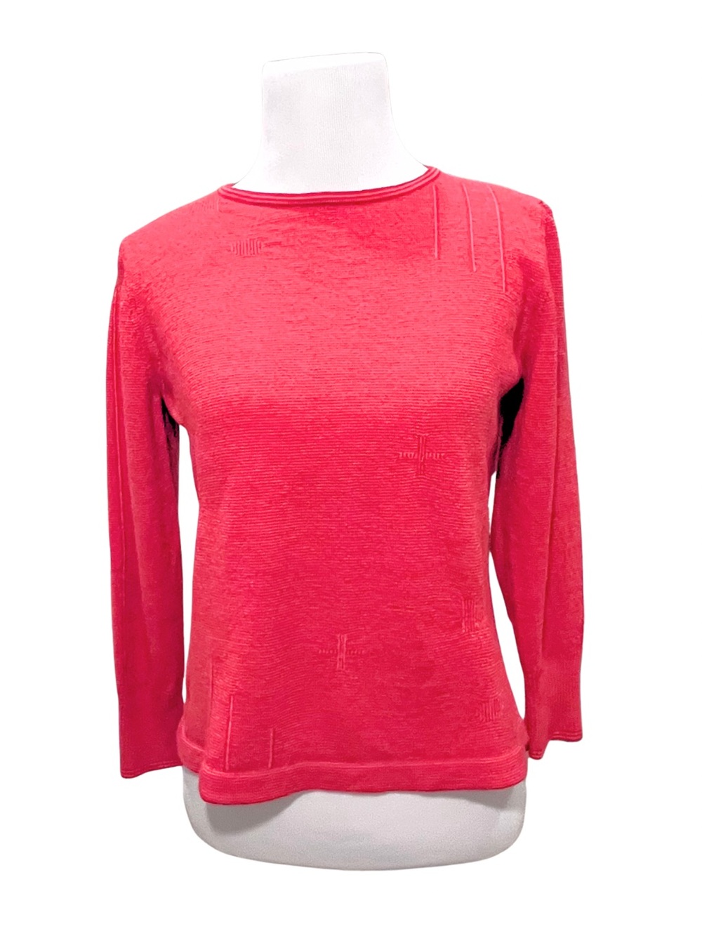 ROYAL MERINO | Luxe Pure Fine Merino Wool Red Crewneck Pullover Sweater - S